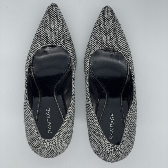 RAMPAGE Pointed Toe"Nicki" Classic Pumps 3.5 Inch Women’s 9 Black & White Fabric - Picture 5 of 16